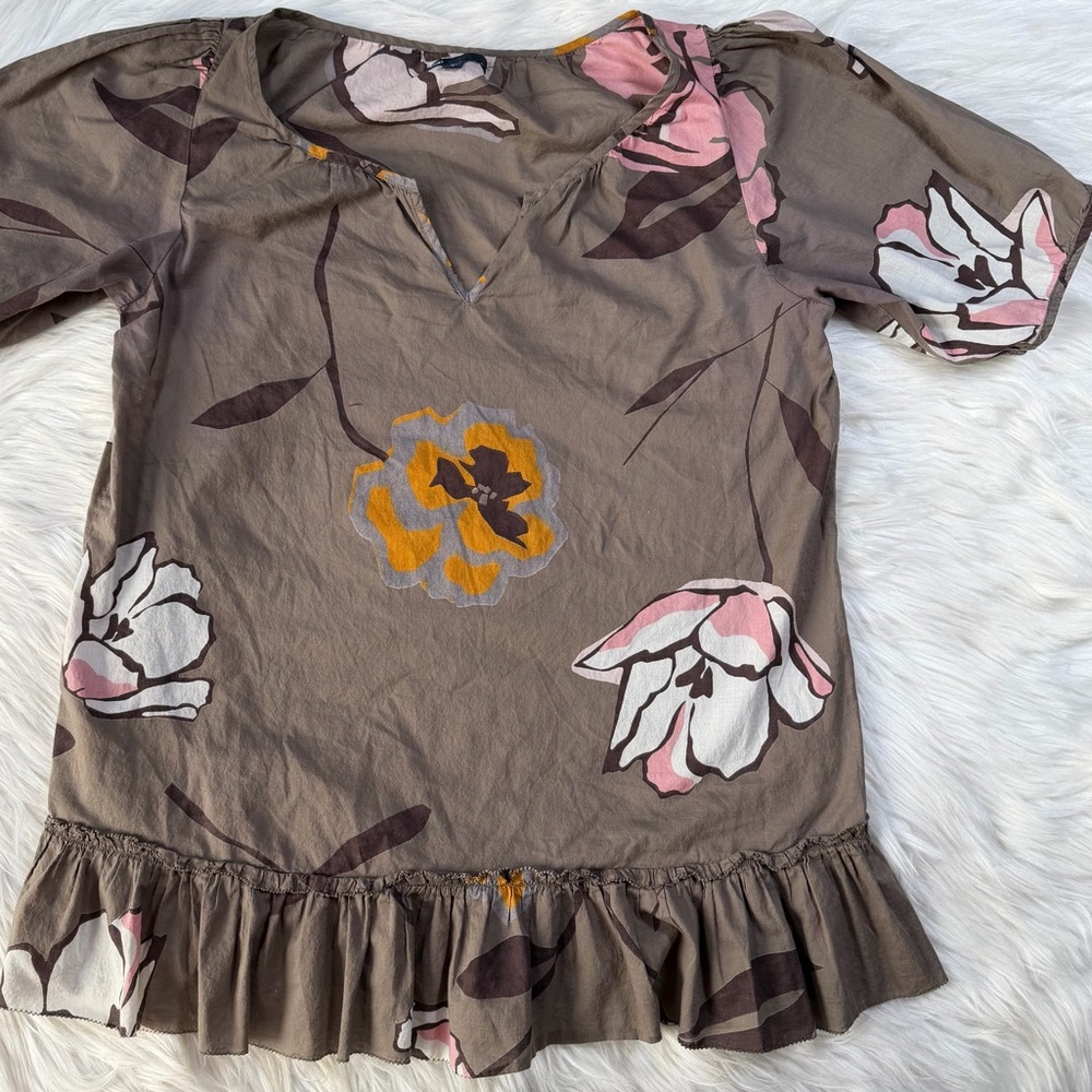 Gap Floral Blouse with Ruffle Hem